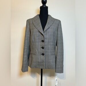 Lauren Ralph Lauren Blazer Academia Coat Wool  Checker Gray button Equestrian 10